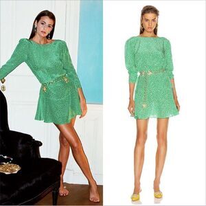 Rixo Silk Kyla Green Floral Dress